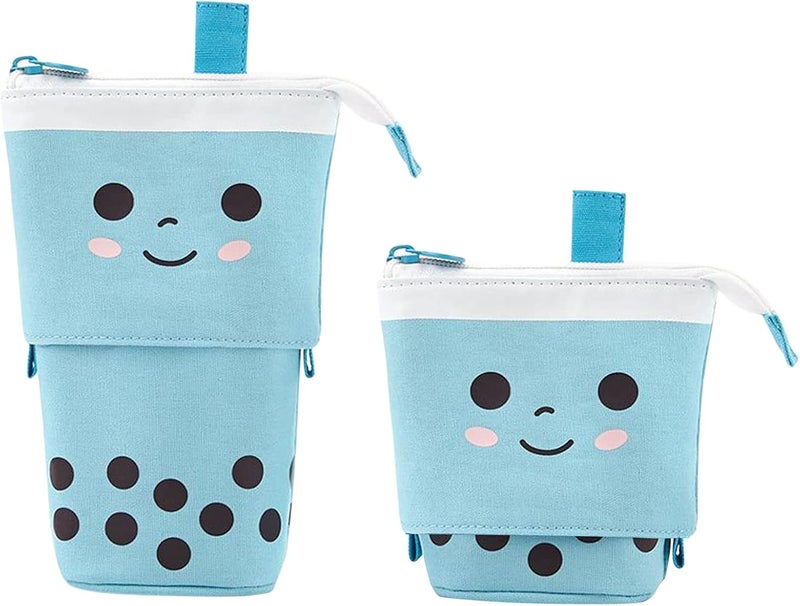 woobles Cute Pencil Case Sliding Unique Telescopic Pencil Bag Milk Tea Shape Retractable Storage Bag Cosmetic Bag 1PC - Image 1
